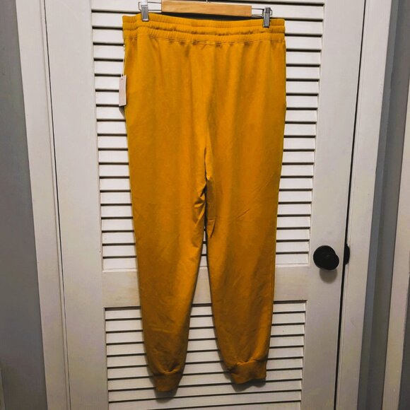 Lauren Conrad LC Jogger Sweatpants Large Golden Yellow Fleece  NWT - Picture 6 of 7